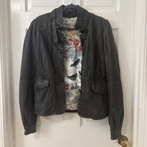 VTG RARE Mackage Lambskin Leather Jacket Womens M Moto Military Edgy Designer